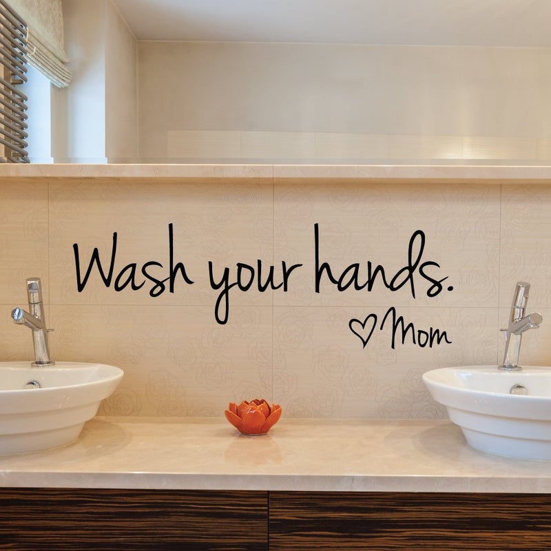 Kaariss DIY Wash Your Hands Love Mom Quote Bathroom Wall Stickers Waterproof Art Vinyl Decal Bathroom Wall Decor - Image 5